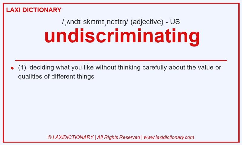 Definition undiscriminating in American English