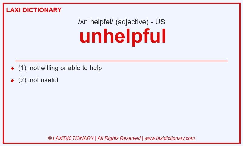 Definition unhelpful in American English