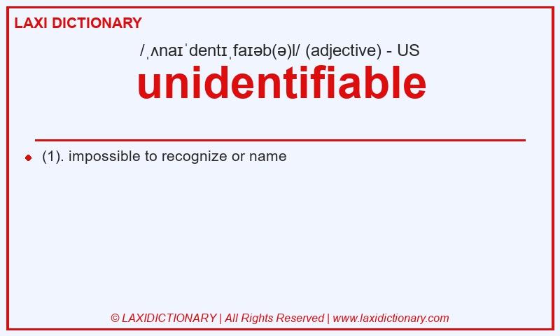 Definition unidentifiable in American English