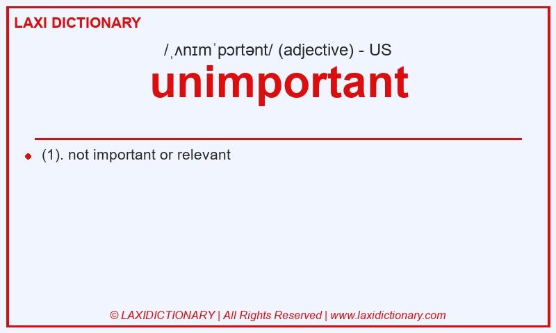 Definition unimportant in American English