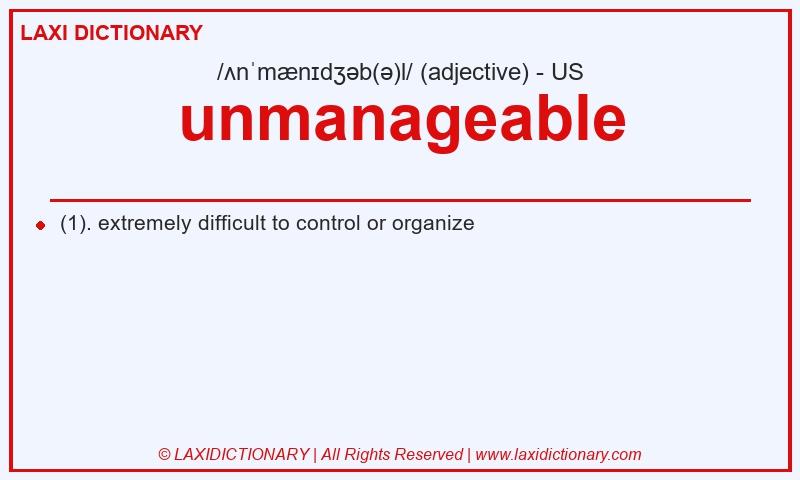 Definition unmanageable in American English