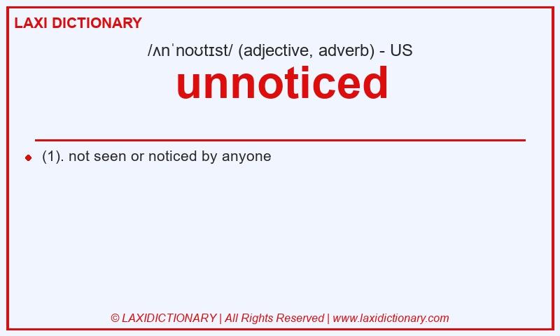 Definition unnoticed in American English