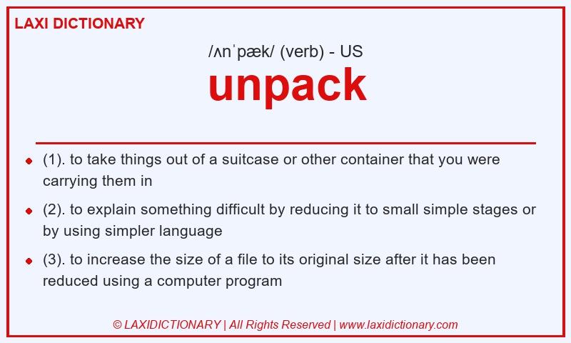Definition unpack in American English