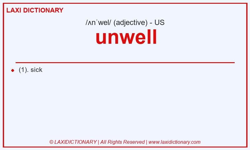 Definition unwell in American English