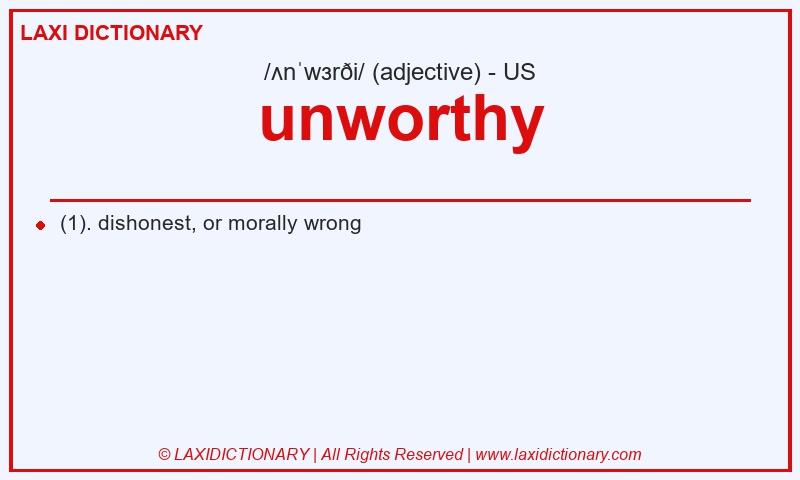 Definition unworthy in American English