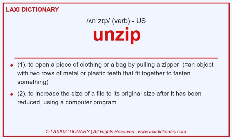 Definition unzip in American English