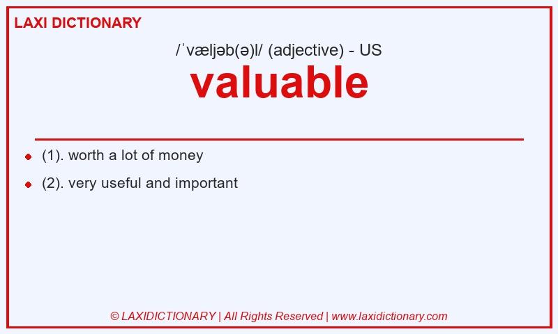 Definition valuable in American English