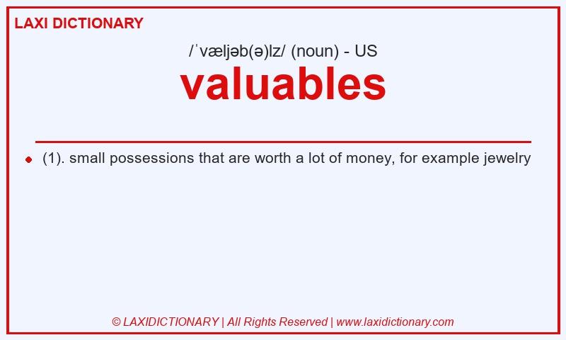 Definition valuables in American English