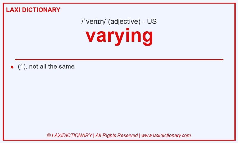 Definition varying in American English