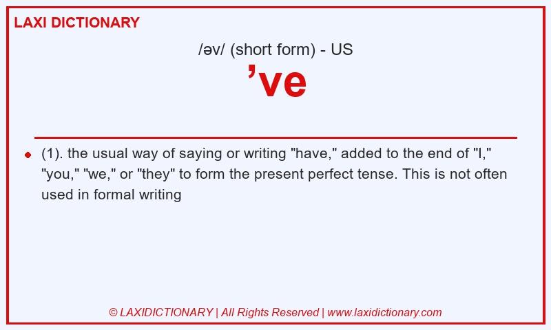 Definition ’ve in American English