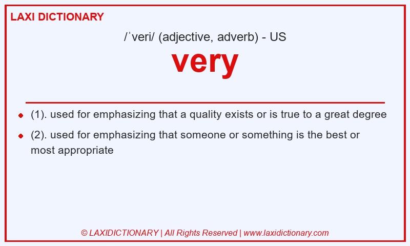 Definition very in American English