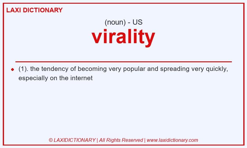 Definition virality in American English