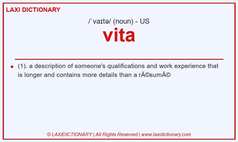 Definition vita in American English