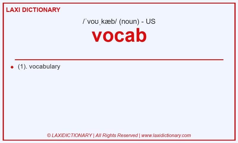 Definition vocab in American English