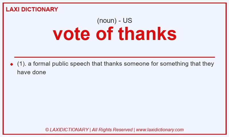Definition vote of thanks in American English