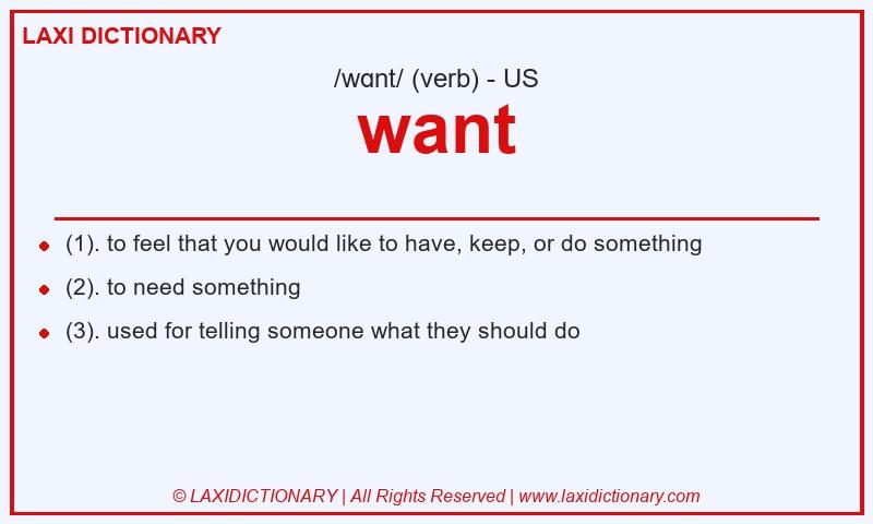 Definition want in American English