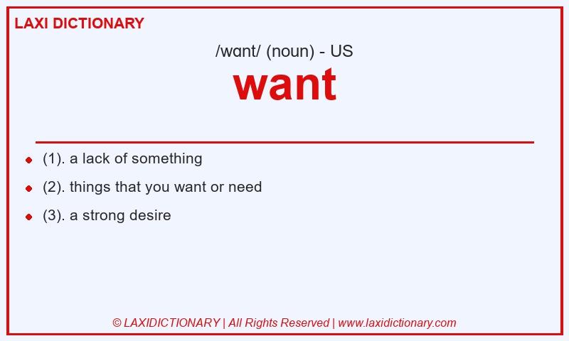 Definition want in American English