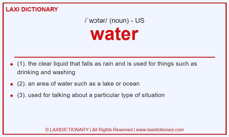 Definition water in American English