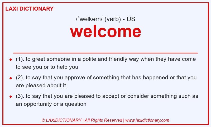 Definition welcome in American English