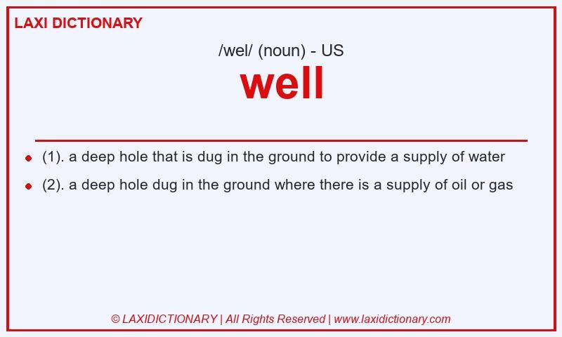 Definition well in American English