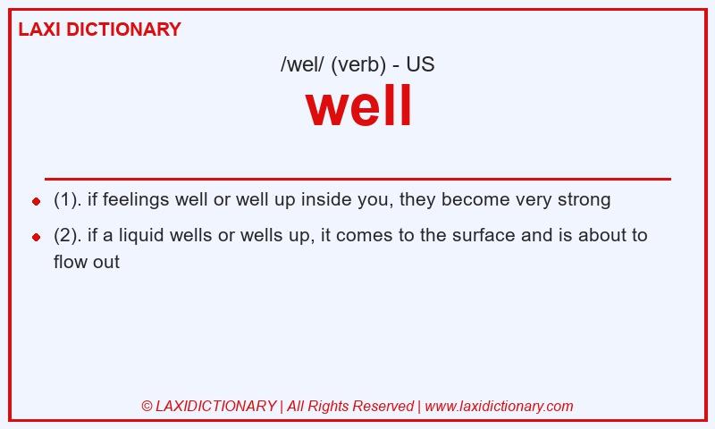Definition well in American English