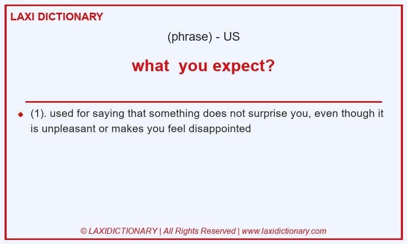 Definition what you expect? in American English