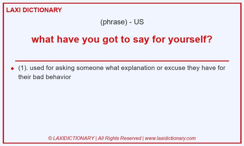 Definition what have you got to say for yourself? in American English