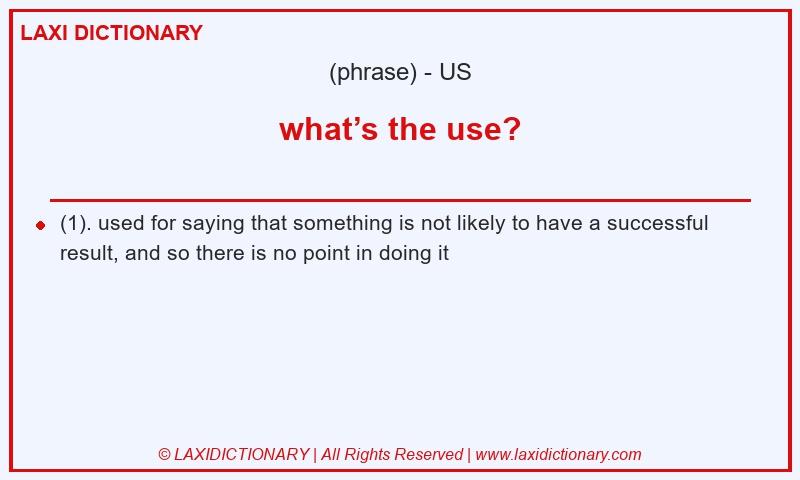 Definition what’s the use? in American English