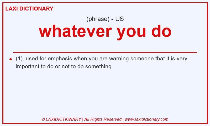 Definition whatever you do in American English