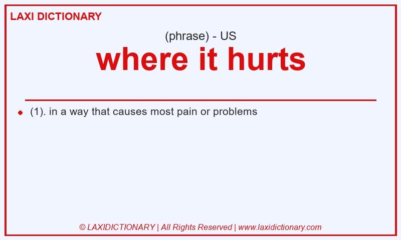 Definition where it hurts in American English