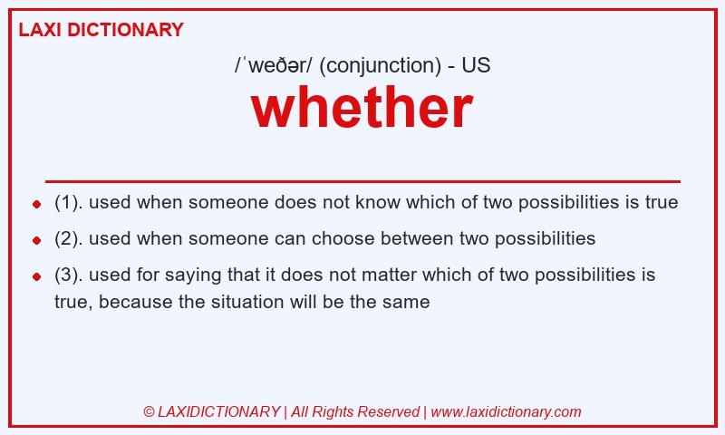 Definition whether in American English