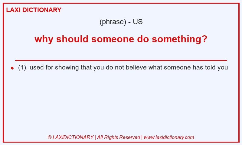Definition why should someone do something? in American English