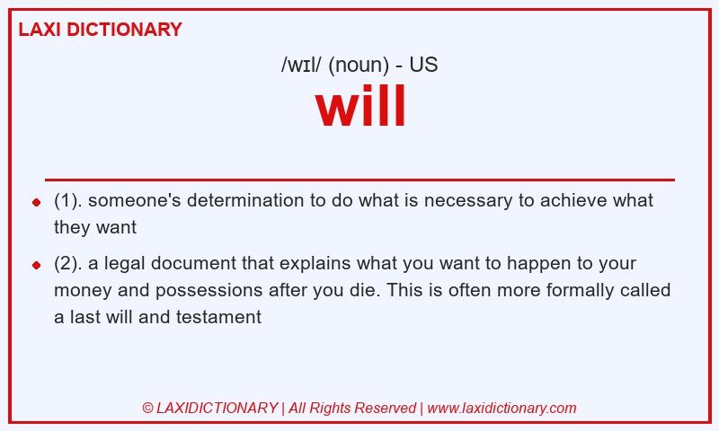 Definition will in American English