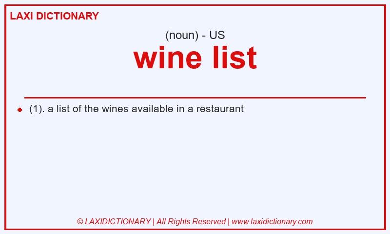 Definition wine list in American English
