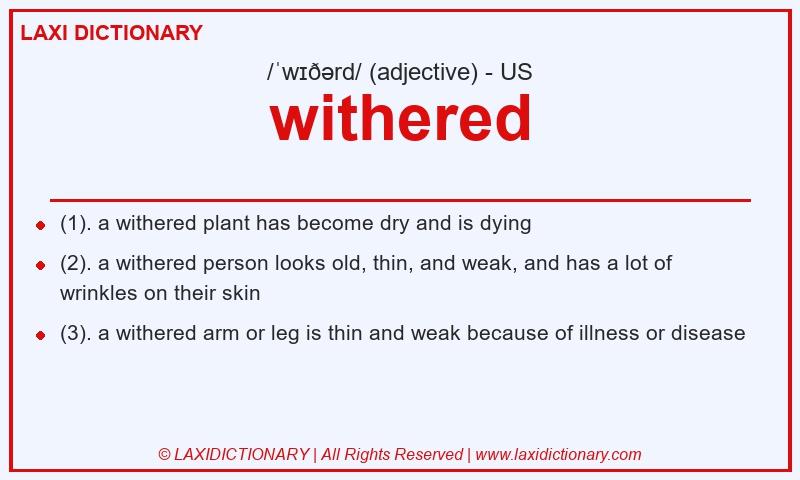 Definition withered in American English