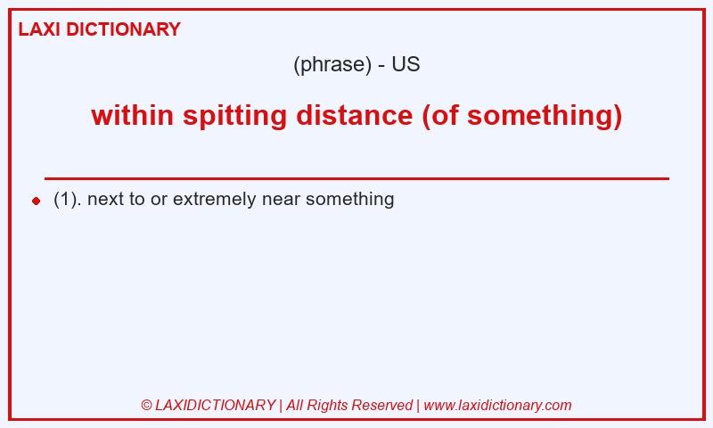 Definition within spitting distance (of something) in American English