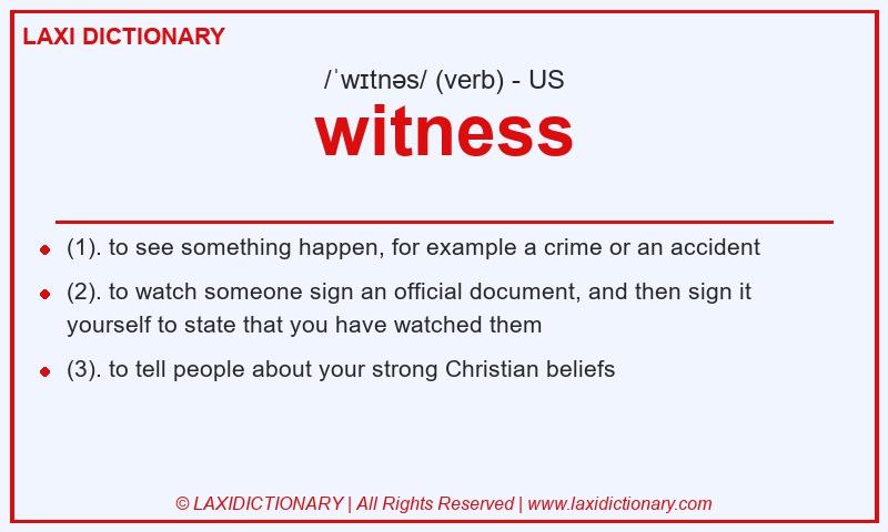 Definition witness in American English