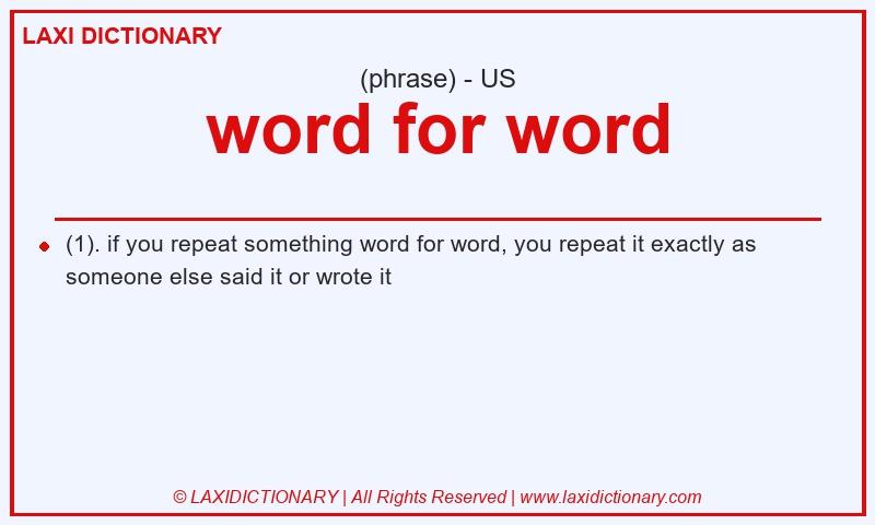 Definition word for word in American English