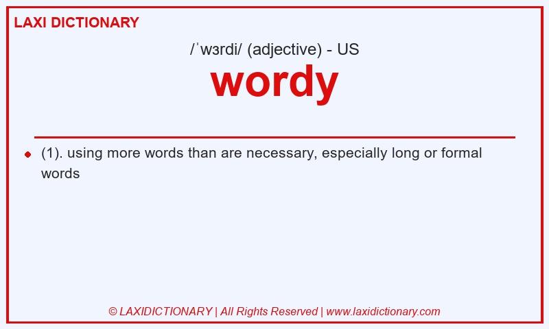 Definition wordy in American English