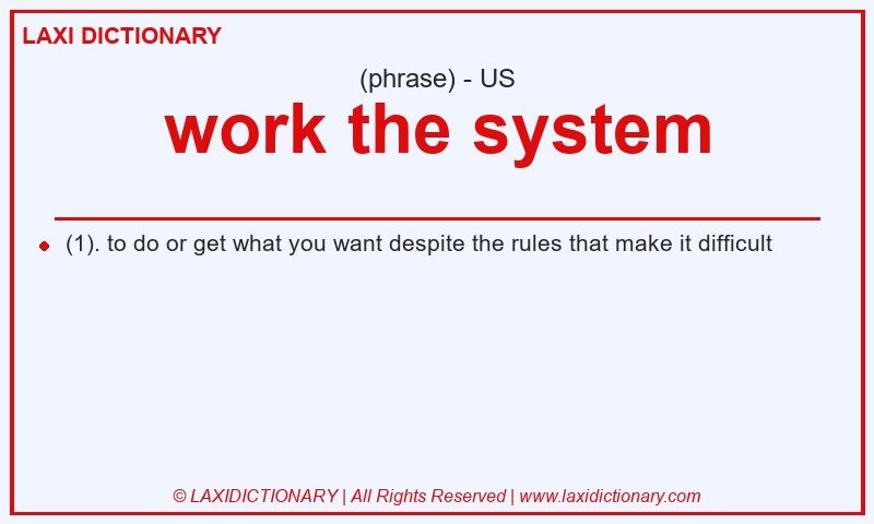 Definition work the system in American English