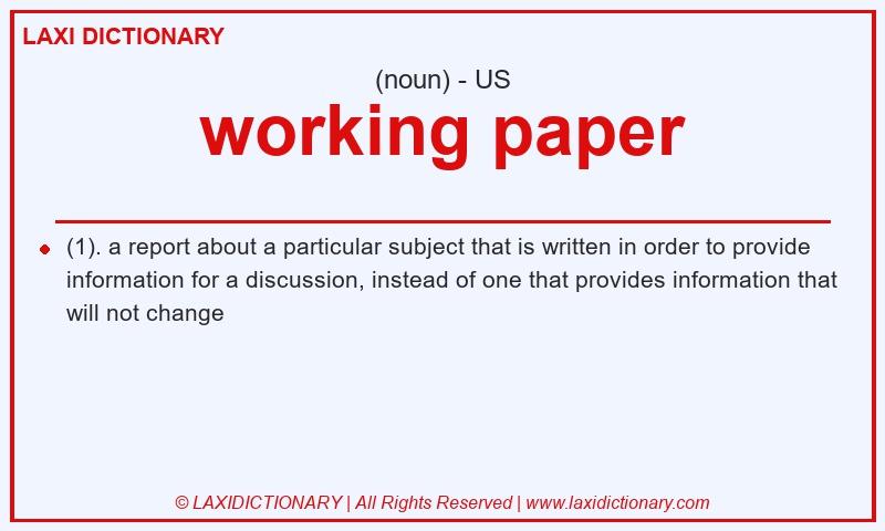 Definition working paper in American English