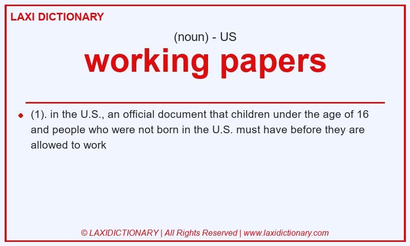 Definition working papers in American English