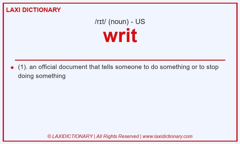 Definition writ in American English