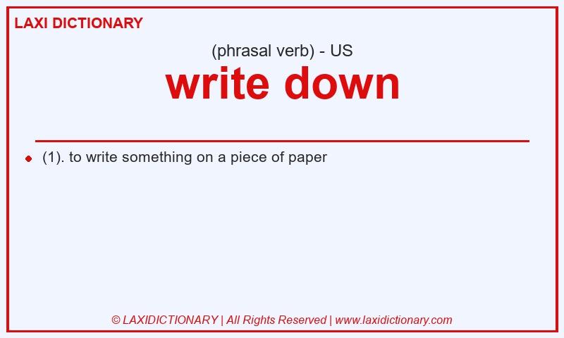 Definition write down in American English