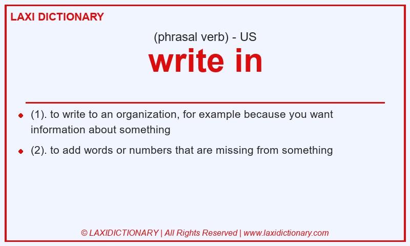 Definition write in in American English