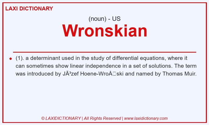 Definition Wronskian in American English