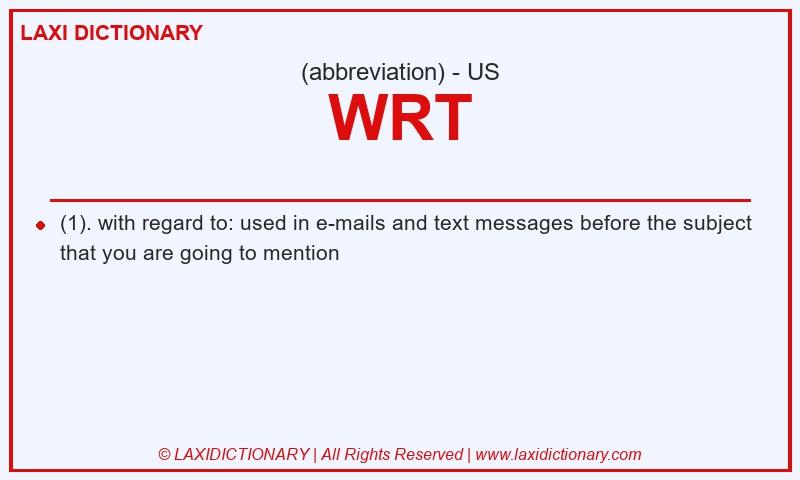 Definition WRT in American English