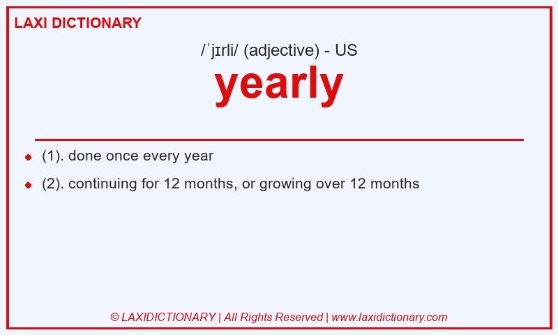 Definition yearly in American English