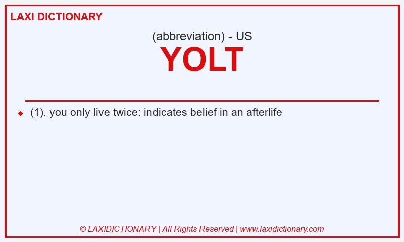 Definition YOLT in American English