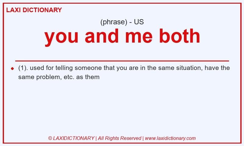 Definition you and me both in American English